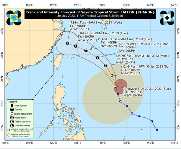 Falcon maintains strength, may become typhoon by Sunday evening